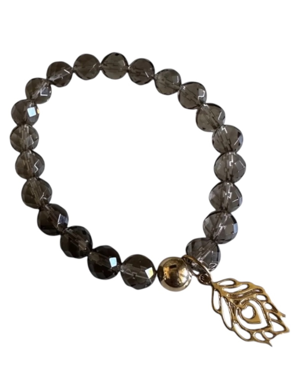 Classic Smoky Quartz Gold Charm Bracelet 6” Handmade NEW